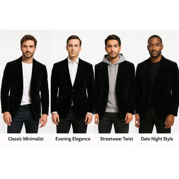 Faconnable Jeans Black Velvet Blazer Jacket Men’s XL — Designed in France, Luxur - Picture 6 of 16